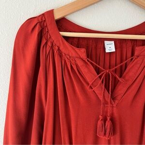 Old Navy Rust Rayon Tassel Tie Midi Dress